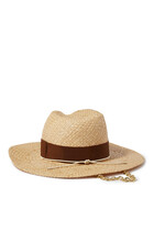 قبعة فيدورا قش بحزام سلسلة